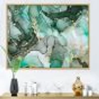 Green Luxury Abstract Fluid Art III  Canvas Wall Print