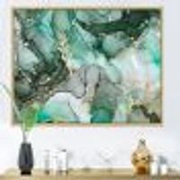 Green Luxury Abstract Fluid Art III  Canvas Wall Print