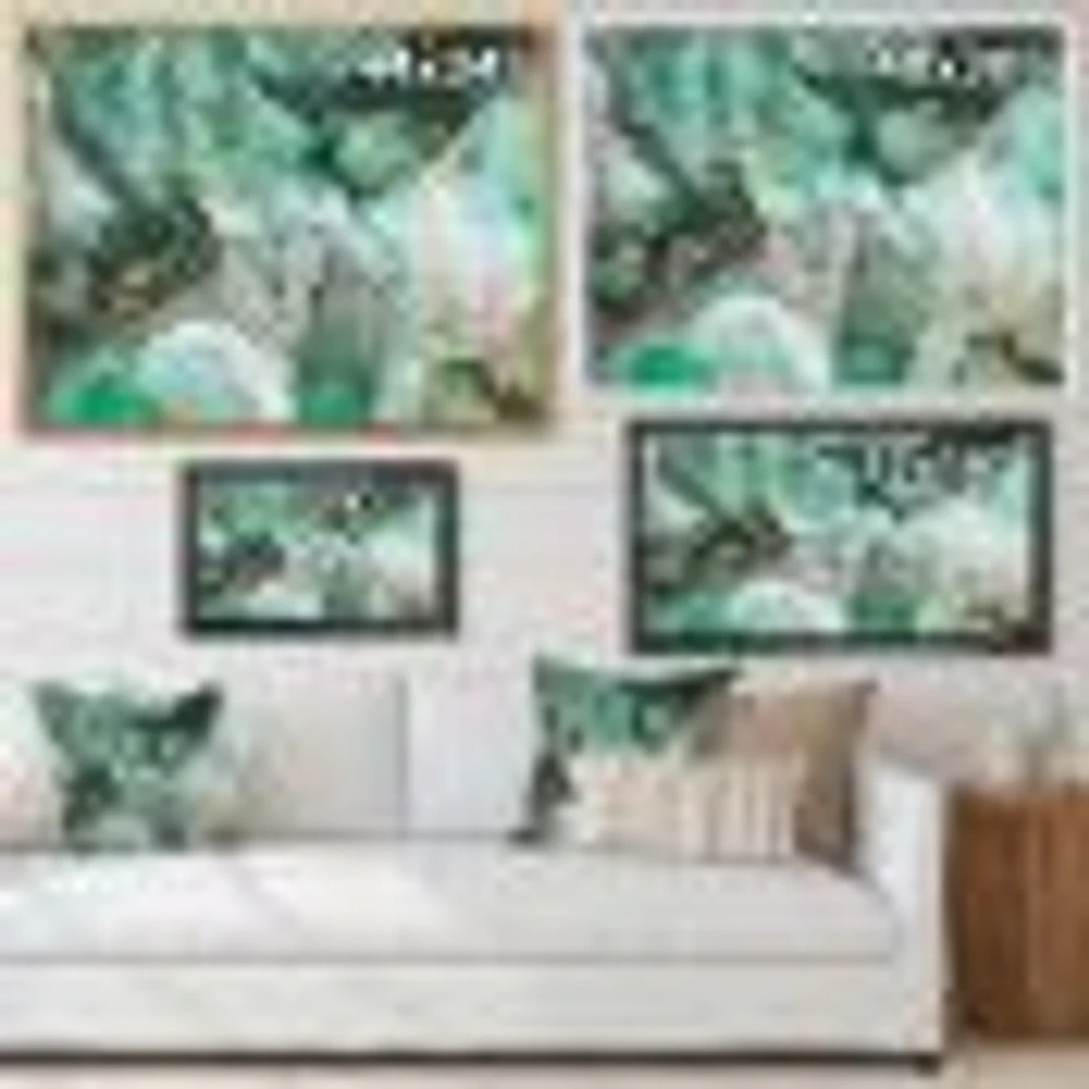 Green Luxury Abstract Fluid Art III  Canvas Wall Print