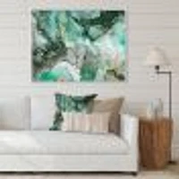 Green Luxury Abstract Fluid Art III  Canvas Wall Print