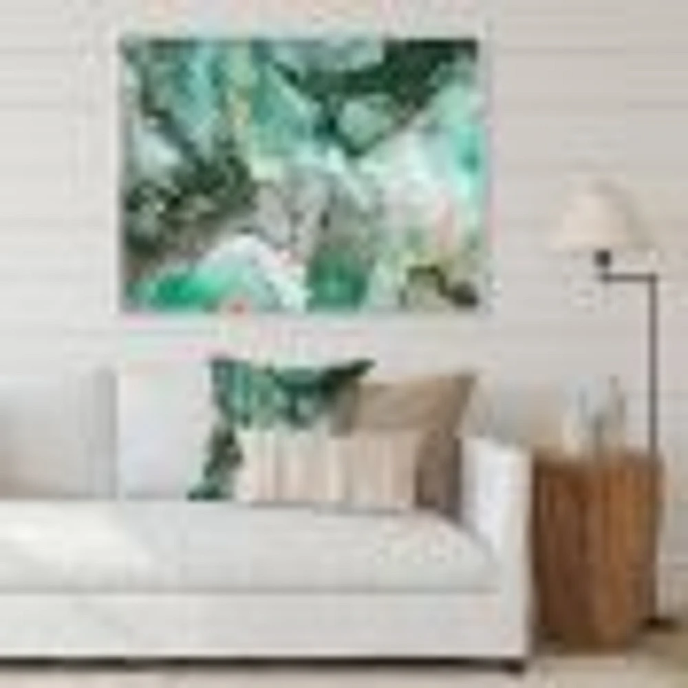 Toile imprimée « Green Luxury Abstract Fluid Art III