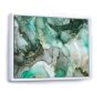 Green Luxury Abstract Fluid Art III  Canvas Wall Print