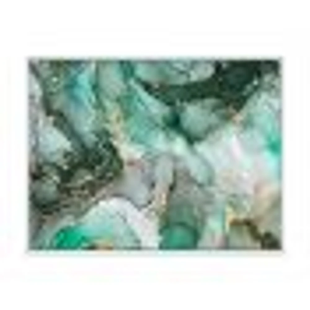 Green Luxury Abstract Fluid Art III  Canvas Wall Print