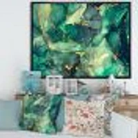 Green Luxury Abstract Fluid Art IV Canvas Wall Print