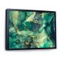 Green Luxury Abstract Fluid Art IV Canvas Wall Print