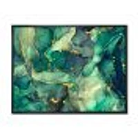 Toile imprimée « Green Luxury Abstract Fluid Art IV