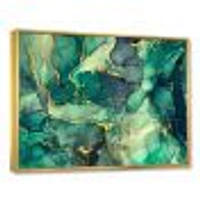 Green Luxury Abstract Fluid Art IV Canvas Wall Print