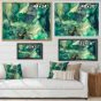 Green Luxury Abstract Fluid Art IV Canvas Wall Print