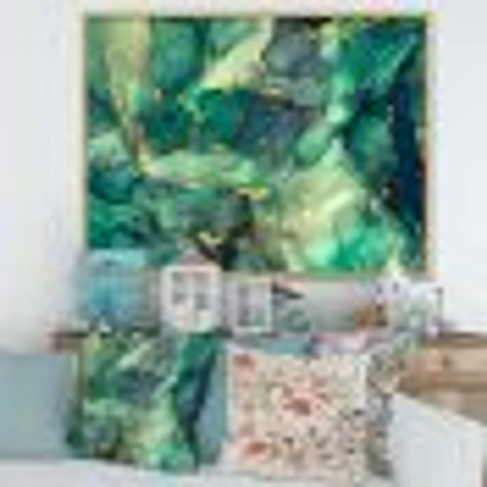 Green Luxury Abstract Fluid Art IV Canvas Wall Print