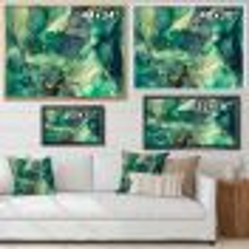 Toile imprimée « Green Luxury Abstract Fluid Art IV