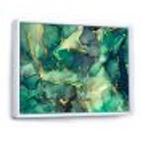 Green Luxury Abstract Fluid Art IV Canvas Wall Print