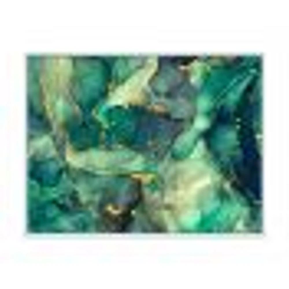 Green Luxury Abstract Fluid Art IV Canvas Wall Print