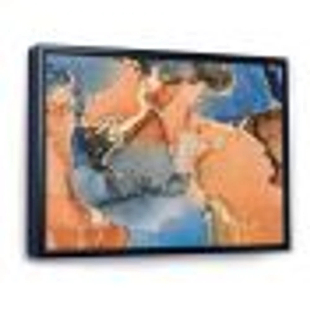 Blue and Orange Luxury Abstract Fluid Art I Canvas Wall Print