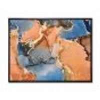 Blue and Orange Luxury Abstract Fluid Art I Canvas Wall Print