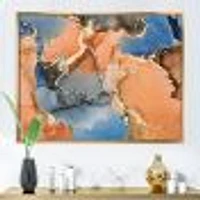 Blue and Orange Luxury Abstract Fluid Art I Canvas Wall Print