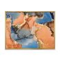 Blue and Orange Luxury Abstract Fluid Art I Canvas Wall Print