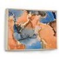 Blue and Orange Luxury Abstract Fluid Art I Canvas Wall Print