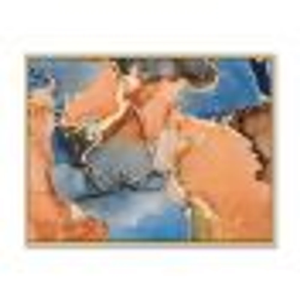 Blue and Orange Luxury Abstract Fluid Art I Canvas Wall Print