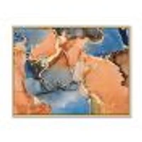 Blue and Orange Luxury Abstract Fluid Art I Canvas Wall Print