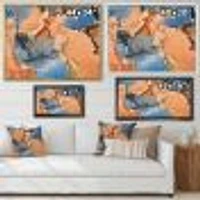 Blue and Orange Luxury Abstract Fluid Art I Canvas Wall Print