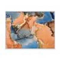 Blue and Orange Luxury Abstract Fluid Art I Canvas Wall Print