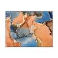 Blue and Orange Luxury Abstract Fluid Art I Canvas Wall Print
