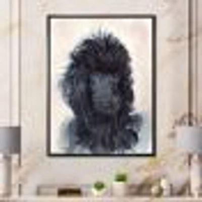 Portrait of The Black Poodle Puppy with Curly Coat  Canvas Wall Art Print
