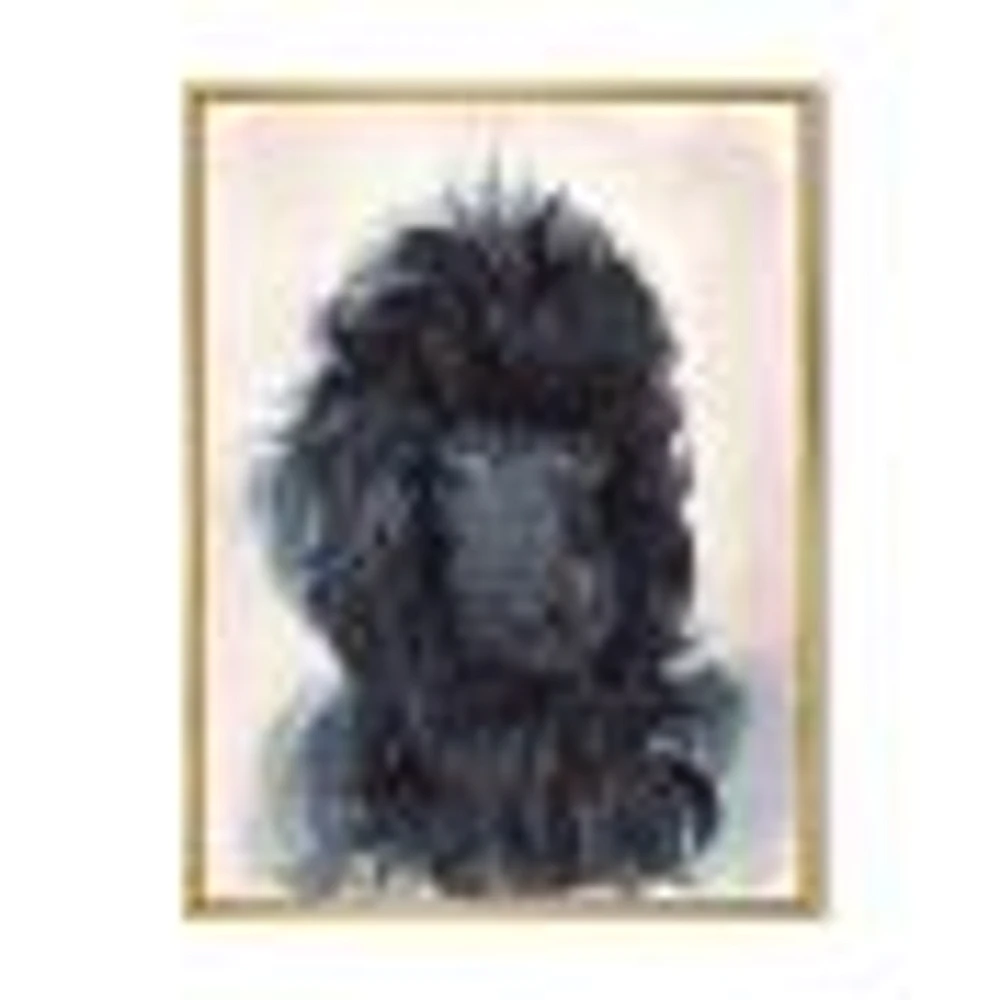 Toile imprimée « Portrait of The Black Poodle Puppy with Curly Coat »