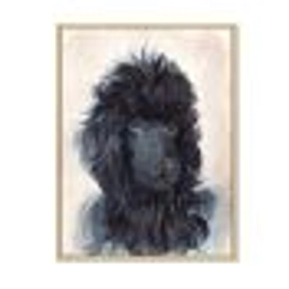 Toile imprimée « Portrait of The Black Poodle Puppy with Curly Coat »