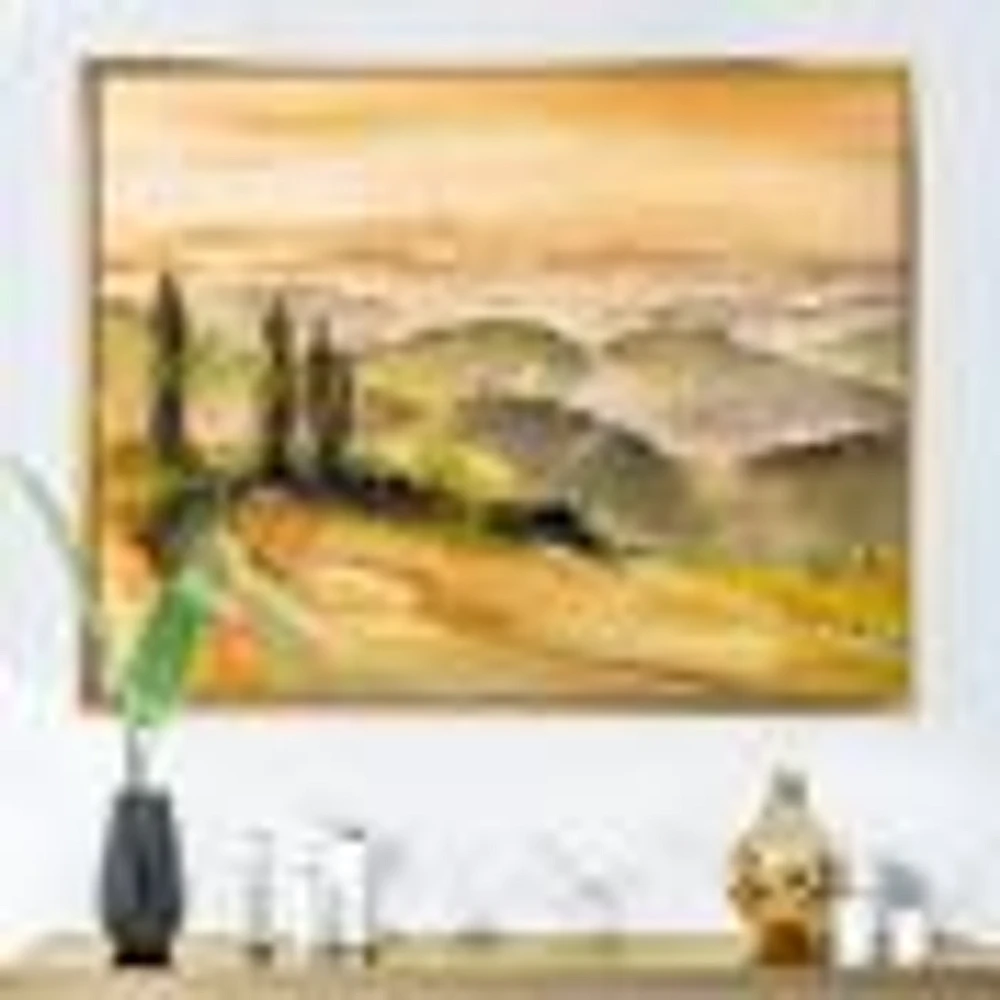 Landscape with Vineyards  Canvas Wall Art Print