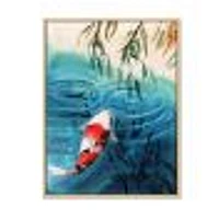 Illustration of Red Japanese Koi Carp Blue Lake  Canvas Wall Art Print