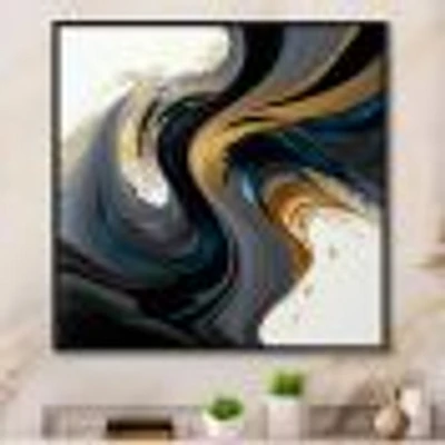 White and Gold Liquid Art IV Wall