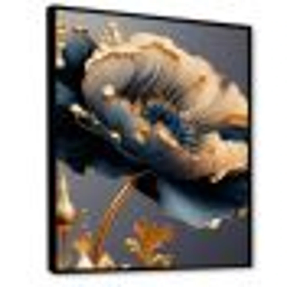 Deep Blue And Gold Single Flower VI Wall Art