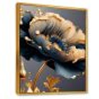 Deep Blue And Gold Single Flower VI Wall Art