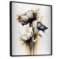 White Gerbera Flower On Golden Beige Paint Wall Art