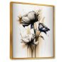 White Gerbera Flower On Golden Beige Paint Wall Art