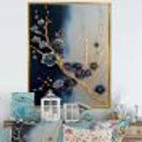 Blue and Gold Cherry Blossom Branch Wall Art