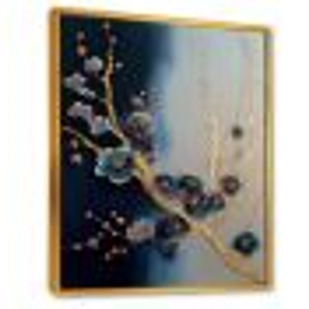 Blue and Gold Cherry Blossom Branch Wall Art