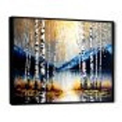Monochrome Golden Birch Trees By The River IV Wall Art