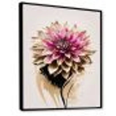 Pink Dahli Flower On Abstract Fusion Wall Art