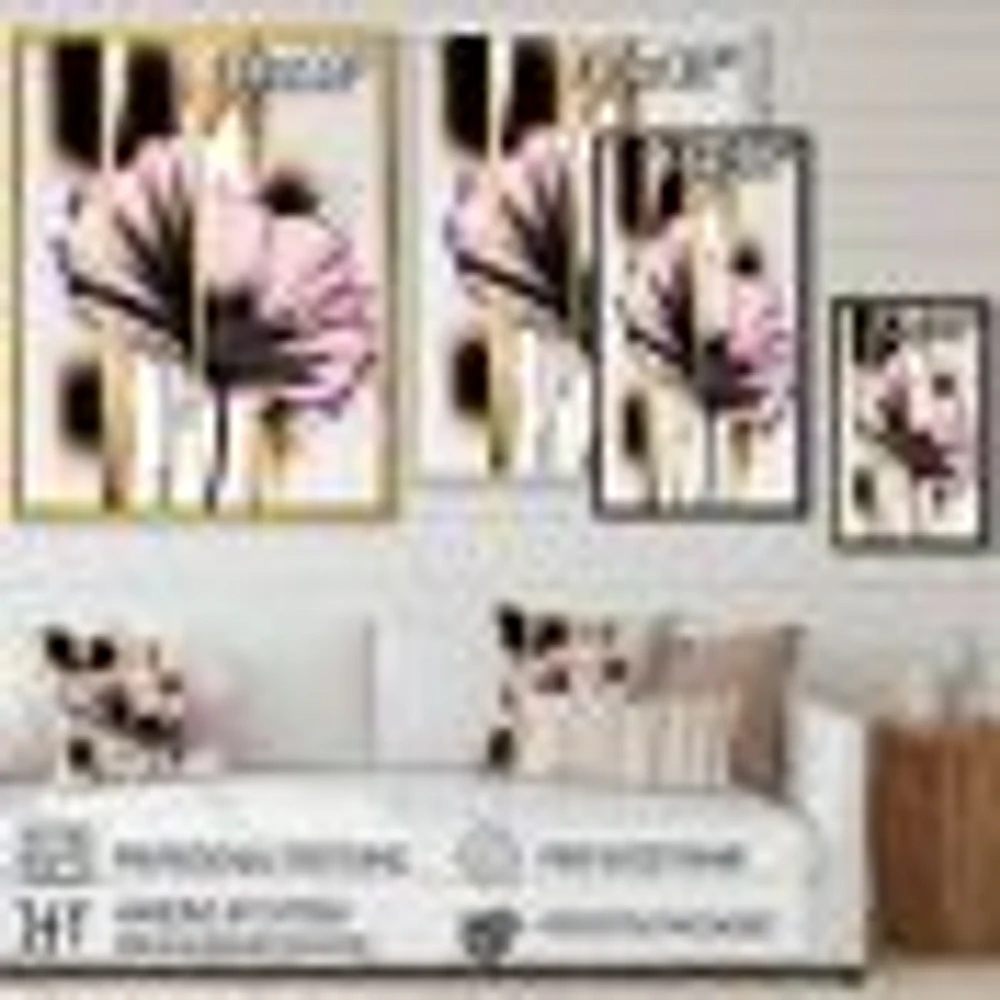 Pink Gerbera Flower On Abstract Fusion Wall Art