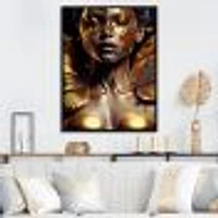 Woman With Black And Gold Butterflies I Wall Art