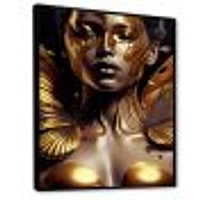 Woman With Black And Gold Butterflies I Wall Art