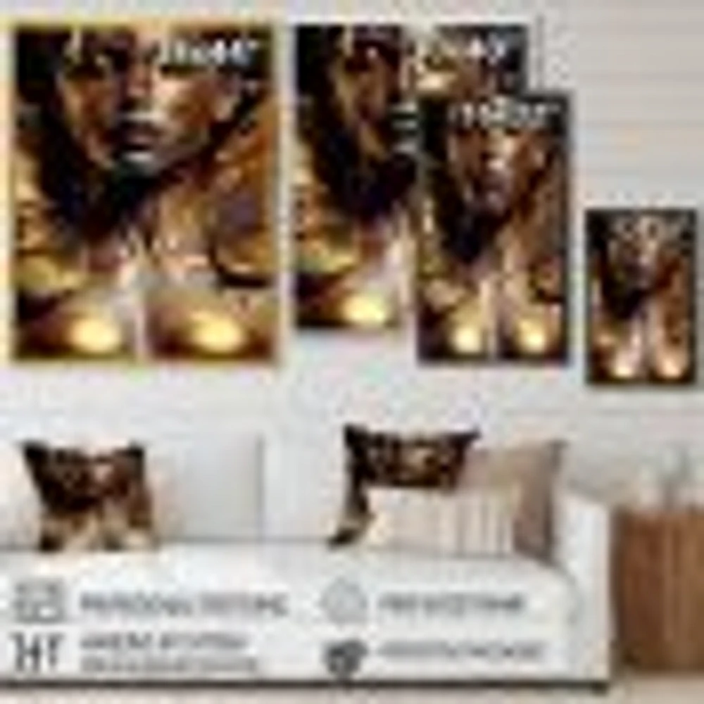 Woman With Black And Gold Butterflies I Wall Art