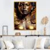 Woman With Black And Gold Butterflies I Wall Art