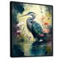 Cute Heron Floral Art I Wall