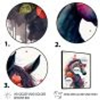 Cute Horse Floral Art I Wall
