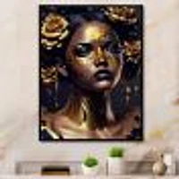 Gold Floral Woman V Wall Art