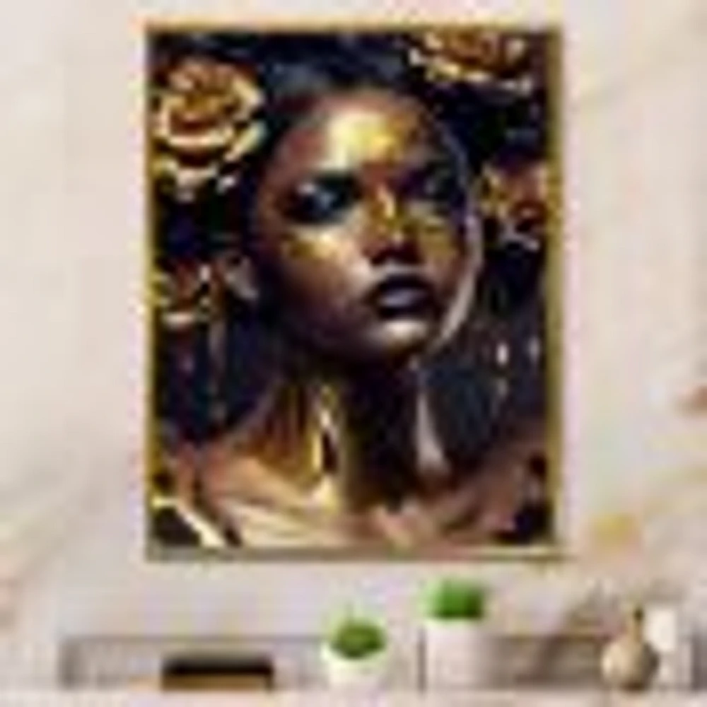 Gold Floral Woman V Wall Art