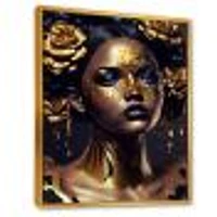 Gold Floral Woman V Wall Art